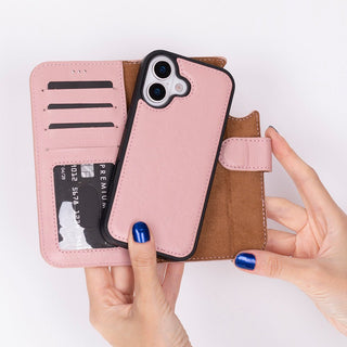 Carter Detachable Leather Wallet Case – iPhone 17, Pink - UnBranded