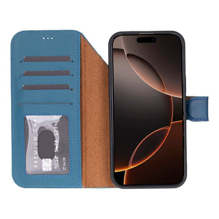 Carter Detachable Leather Wallet Case – iPhone 17 Pro, Blue - UnBranded
