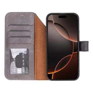 Carter Detachable Leather Wallet Case – iPhone 17 Pro Max, Gray - UnBranded
