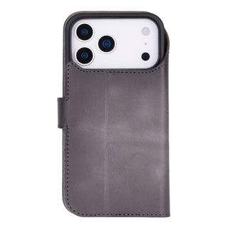 Carter Detachable Leather Wallet Case – iPhone 17 Pro Max, Gray - UnBranded