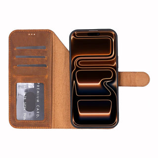 Carter Detachable Leather Wallet Case – iPhone 17 Pro Max, Moccasin - UnBranded