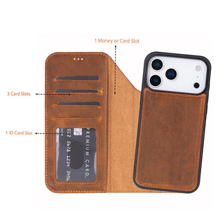 Carter Detachable Leather Wallet Case – iPhone 17 Pro Max, Moccasin - UnBranded