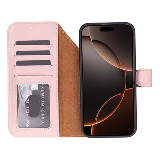 Carter Detachable Leather Wallet Case – iPhone 17 Pro Max, Pink - BlackBrook Case