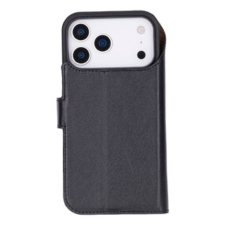 Carter Detachable Leather Wallet Case – iPhone 17 Pro Max, Rustic Black - UnBranded