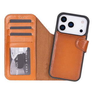 Carter Detachable Leather Wallet Case – iPhone 17 Pro Max, Rustic Tan - UnBranded