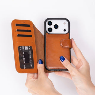 Carter Detachable Leather Wallet Case – iPhone 17 Pro Max, Rustic Tan - UnBranded