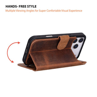 Carter Detachable Leather Wallet Case – iPhone 17 Pro Max, Saddle Brown - UnBranded