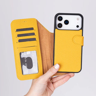 Carter Detachable Leather Wallet Case – iPhone 17 Pro Max, Yellow - UnBranded