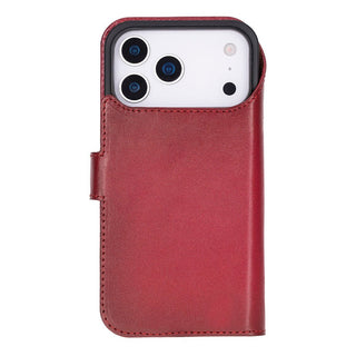 Carter Detachable Leather Wallet Case – iPhone 17 Pro, Red - BlackBrook Case