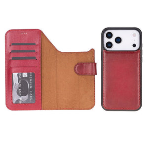Carter Detachable Leather Wallet Case – iPhone 17 Pro, Red - BlackBrook Case