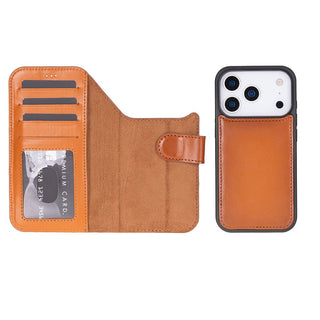 Carter Detachable Leather Wallet Case – iPhone 17 Pro, Rustic Tan - UnBranded
