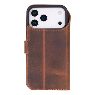 Carter Detachable Leather Wallet Case – iPhone 17 Pro, Saddle Brown - UnBranded