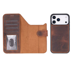 Carter Detachable Leather Wallet Case – iPhone 17 Pro, Saddle Brown - UnBranded