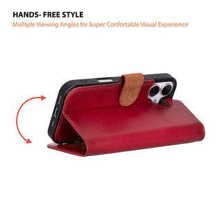 Carter Detachable Leather Wallet Case – iPhone 17, Red - BlackBrook Case