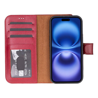 Carter Detachable Leather Wallet Case – iPhone 17, Red - UnBranded
