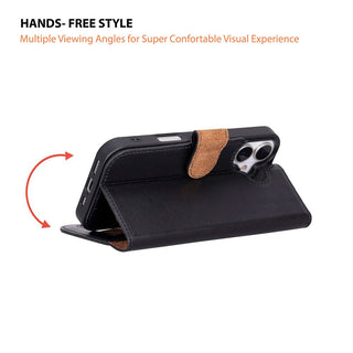 Carter Detachable Leather Wallet Case – iPhone 17, Rustic Black - UnBranded