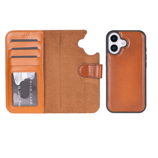 Carter Detachable Leather Wallet Case – iPhone 17, Rustic Tan - UnBranded