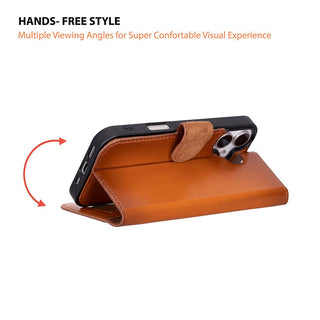 Carter Detachable Leather Wallet Case – iPhone 17, Rustic Tan - UnBranded