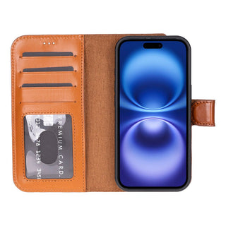 Carter Detachable Leather Wallet Case – iPhone 17, Rustic Tan - UnBranded