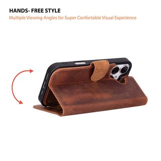 Carter Detachable Leather Wallet Case – iPhone 17, Saddle Brown - UnBranded