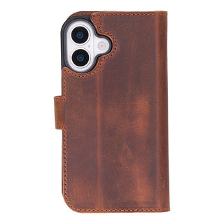 Carter Detachable Leather Wallet Case – iPhone 17, Saddle Brown - UnBranded