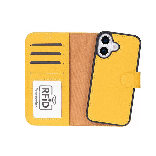 Carter Detachable Leather iPhone 17 Wallet Case, Yellow
