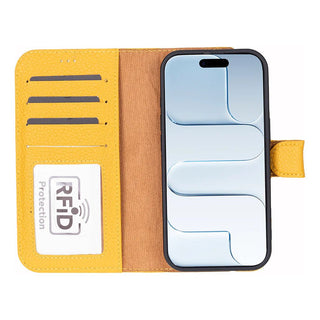Carter Detachable Leather Wallet Case – iPhone 17, Yellow - UnBranded