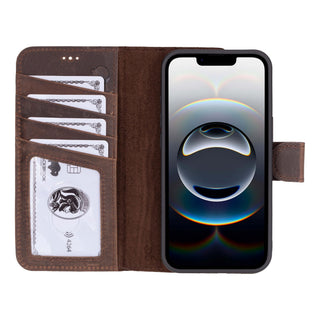 Carter Detachable Leather iPhone 17e Wallet Case, Distressed Coffee - BlackBrook Case
