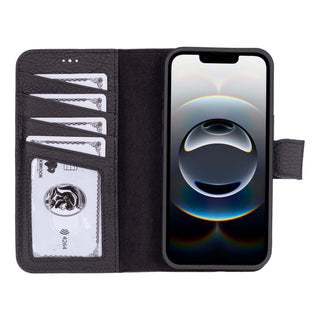 Carter Detachable Leather iPhone 17e Wallet Case, Pebble Black - BlackBrook Case