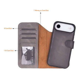 Carter Detachable Leather Wallet Case – iPhone Air, Gray - UnBranded