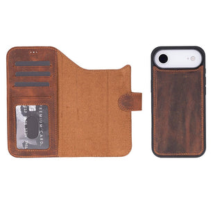 Carter Detachable Leather Wallet Case – iPhone Air, Saddle Brown - UnBranded