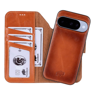Carter Detachable Leather Wallet Case – Pixel 10, Burnished Tan - BlackBrook Case