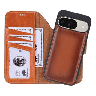 Carter Detachable Leather Wallet Case – Pixel 10, Burnished Tan - BlackBrook Case