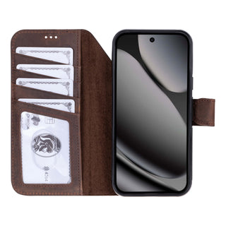 Carter Detachable Leather Wallet Case – Pixel 10, Distressed Coffee - BlackBrook Case