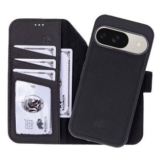 Carter Detachable Leather Wallet Case – Pixel 10, Pebble Black - BlackBrook Case