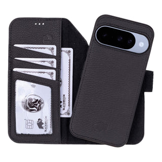 Carter Detachable Leather Wallet Case – Pixel 10, Pebble Black - BlackBrook Case