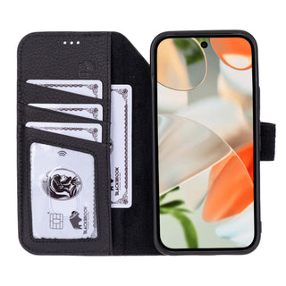 Carter Detachable Leather Wallet Case – Pixel 10, Pebble Black - BlackBrook Case