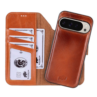 Carter Detachable Leather Wallet Case – Pixel 10 Pro, Burnished Tan - BlackBrook Case