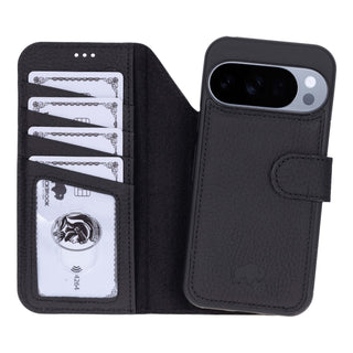 Carter Detachable Leather Wallet Case – Pixel 10 Pro, Pebble Black - BlackBrook Case