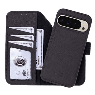 Carter Detachable Leather Wallet Case – Pixel 10 Pro, Pebble Black - BlackBrook Case