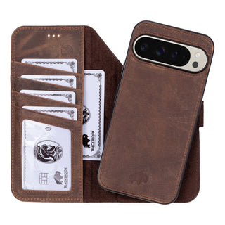 Carter Detachable Leather Wallet Case – Pixel 10 Pro XL, Distressed Coffee - BlackBrook Case