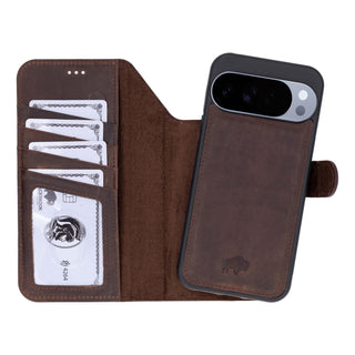 Carter Detachable Leather Wallet Case – Pixel 10 Pro XL, Distressed Coffee - BlackBrook Case