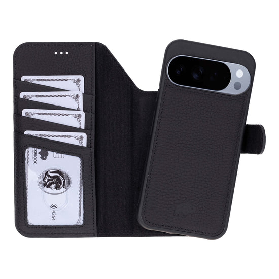 Carter Leather Wallet Case Pebble Black Google Pixel 10 Pro XL premium black leather wallet phone case