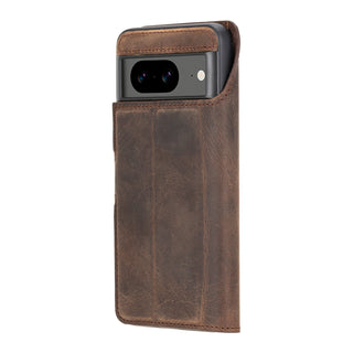 Carter Detachable Leather Wallet Case – Pixel 8, Distressed Coffee - BlackBrook Case