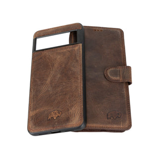 Carter Detachable Leather Wallet Case – Pixel 8 Pro, Distressed Coffee - BlackBrook Case