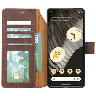 Carter Google Pixel 7 Detachable Wallet Case, Antique Brown - Bouletta