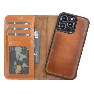 Carter iPhone 13 Mini Detachable Wallet Case, Rustic Tan - Bouletta