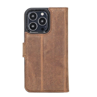 Carter iPhone 13 PRO Detachable Wallet Case, Antique Brown - Bouletta