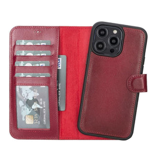 Carter iPhone 14 Detachable Wallet Case, Vegetal Red - Bouletta