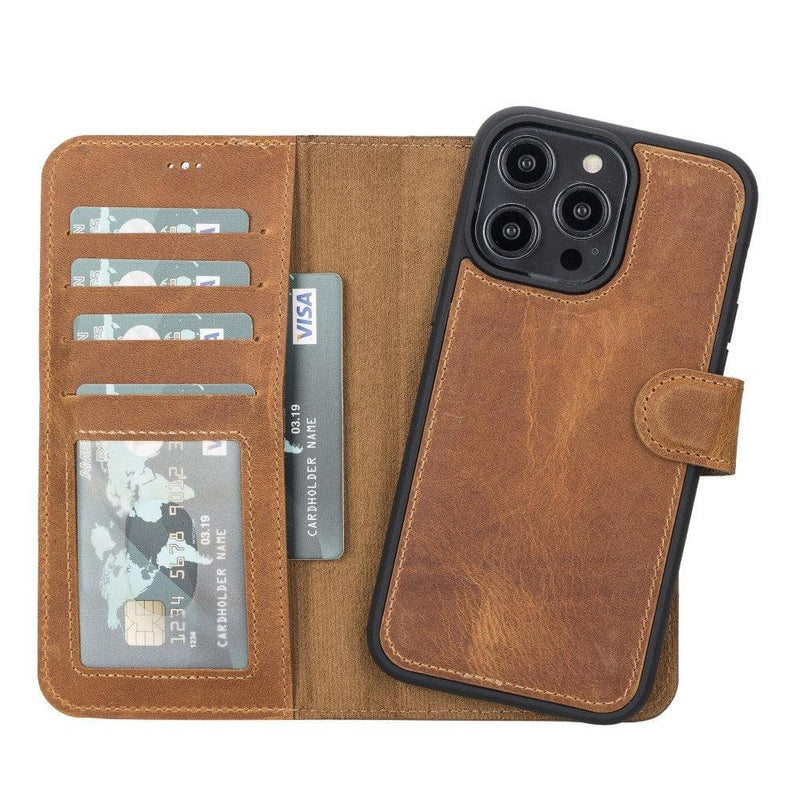 Carter Detachable Leather iPhone 14 Plus Wallet Case, Moccasin - BlackBrook Case